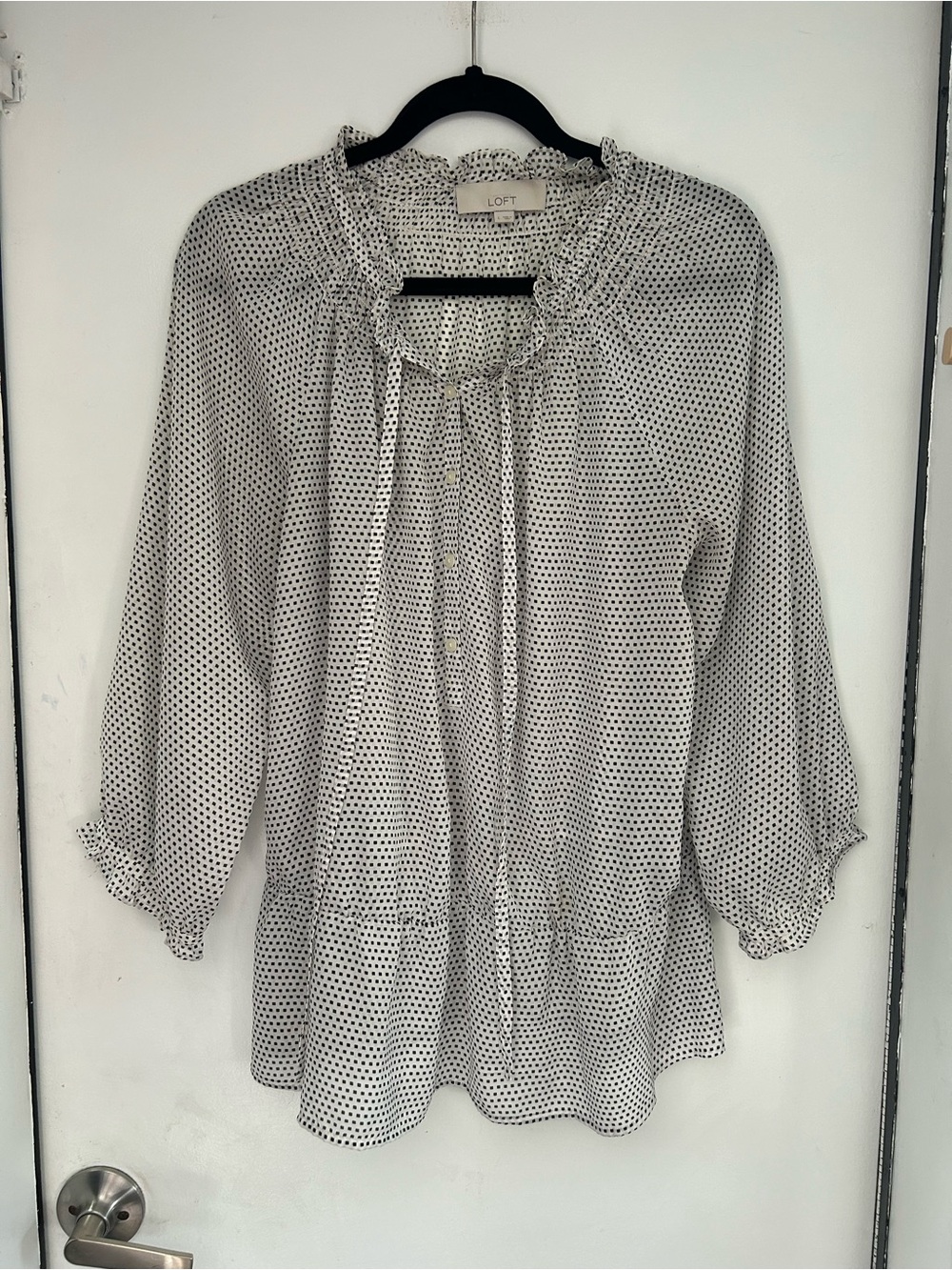 LOFT - Sheer Polka Dot Peplum Blouse